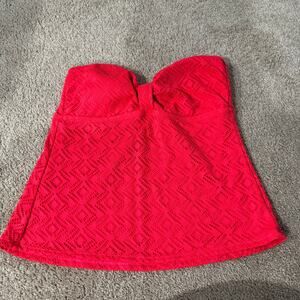 Catalina Strapless Tankini Swim Top Women's Size Medium 8 - 10 Coral Flame